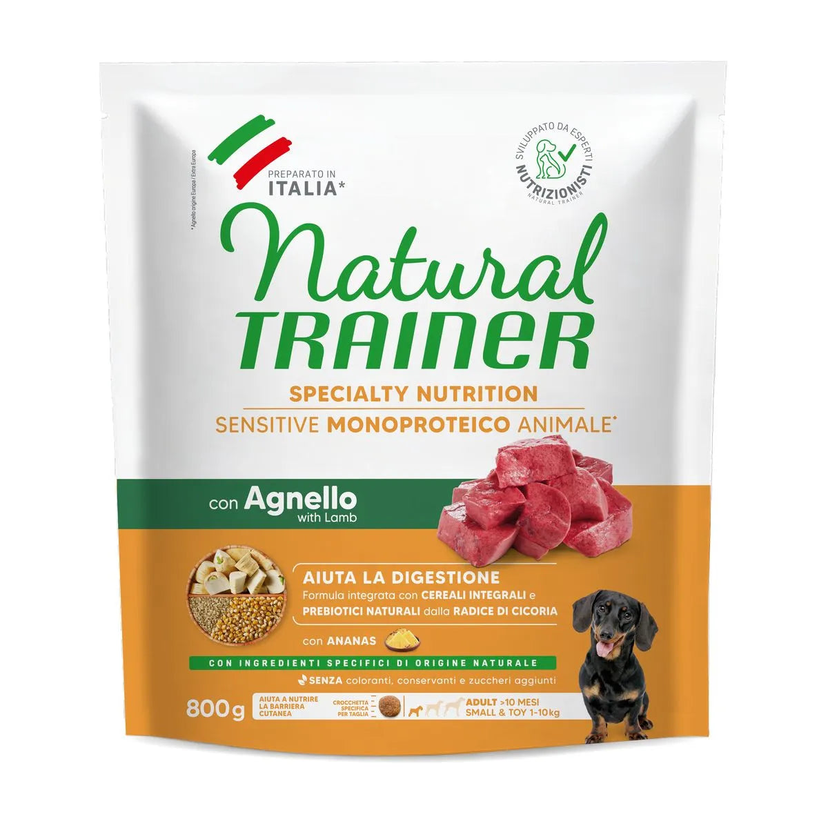 Natural Trainer Sensitive Dog No Gluten Adult Mini 800 gr. Agnello