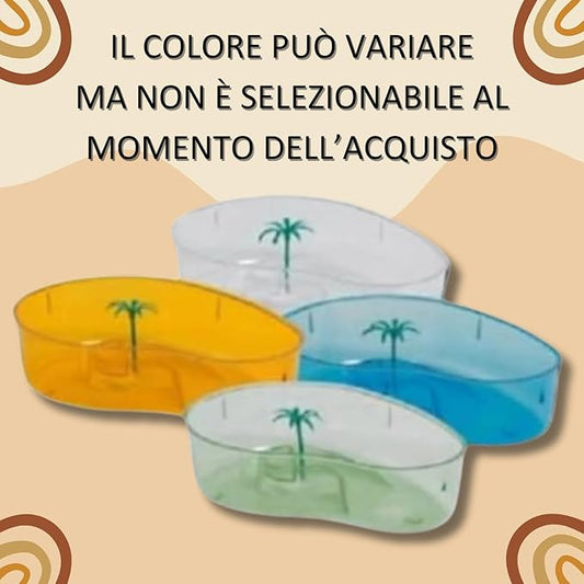 Tartarughiera Acquario per Tartarughe d'Acqua Vaschetta a Forma di Goccia in Plastica Piccole Tartarughe con Isola Palme