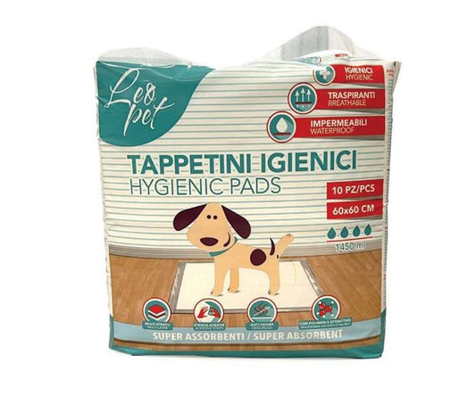 LeoPet Tappetini Assorbenti Monouso 60x60 cm - 10 Pezzi con Constrip Adesivo per Cani