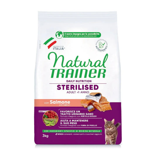 Natural Trainer Gatto Sterilised Salmone 3Kg