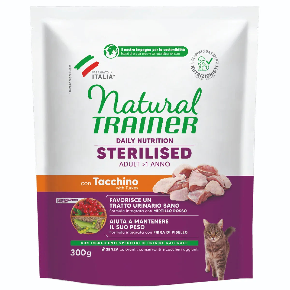Natural Trainer Gatto Sterilised Tacchino 300 gr