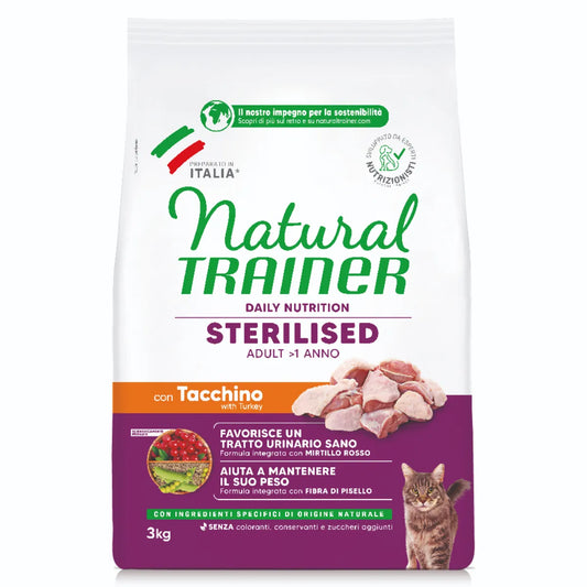 Natural Trainer Gatto Sterilised Tacchino 3 KG