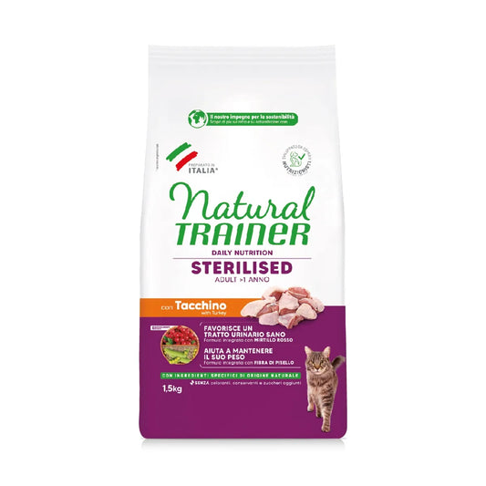 Natural Trainer Gatto Sterilised Tacchino 1,5 KG